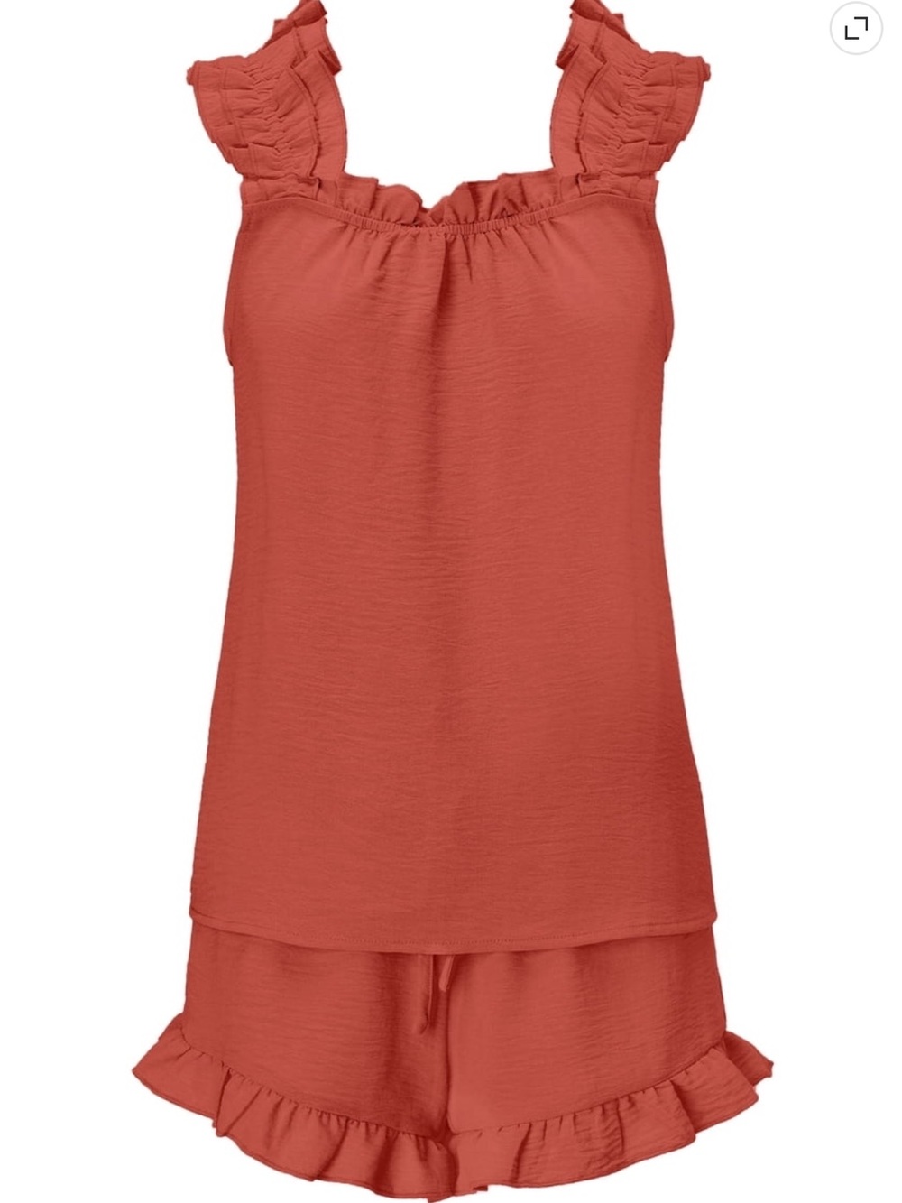 UVN Summer Pajamas 2 Piece Ruffled Tank Top & Shorts Sleepwear/Loungewear Set - Picture 7 of 7